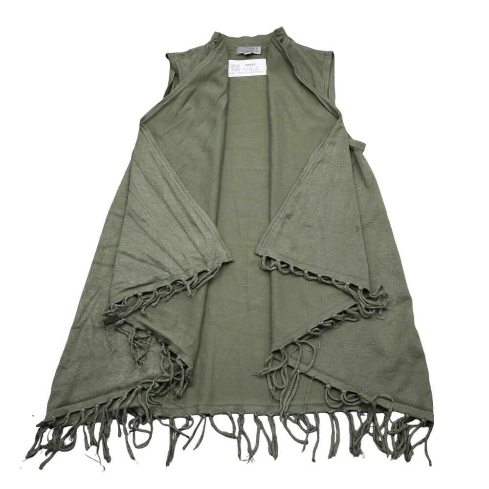 Joseph A Sweater Womens M Green Caravana Sleeveless Open Long Cardigan